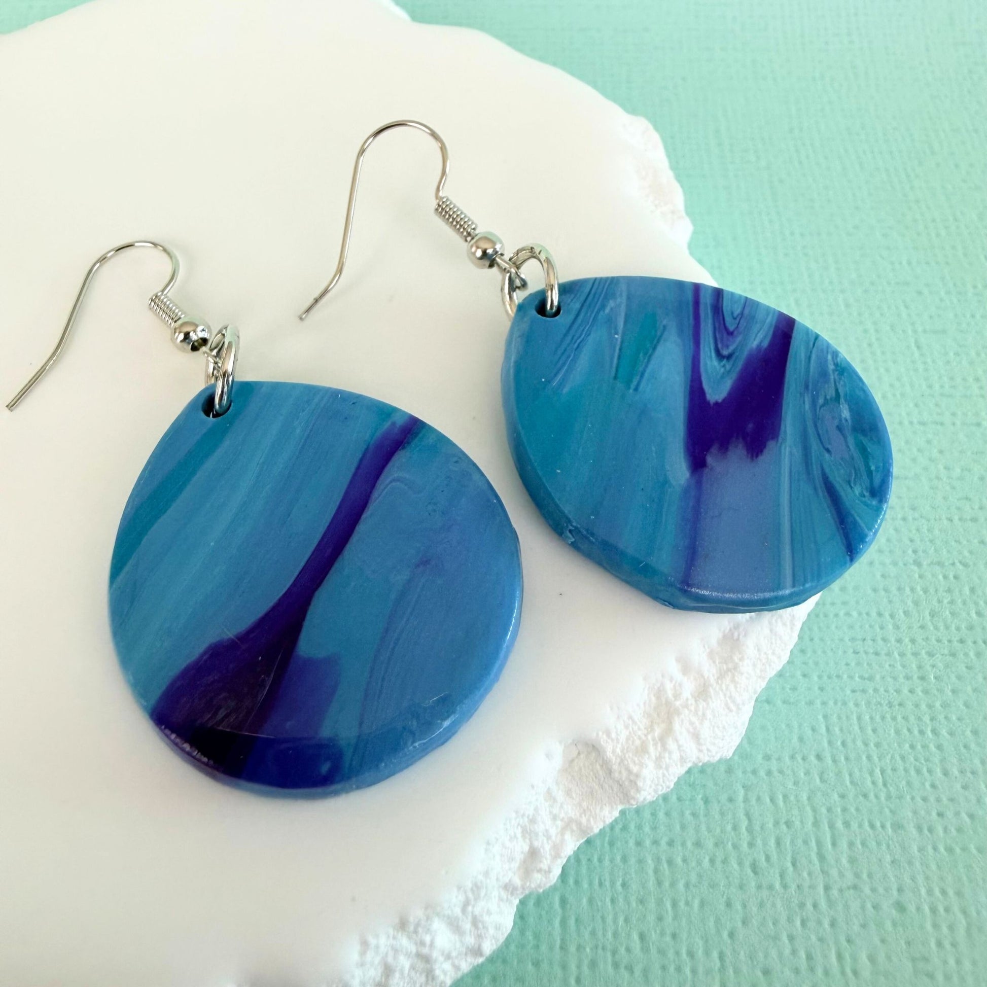 Australian handmade dangle earrings Pastel Tide with playful polymer clay charms