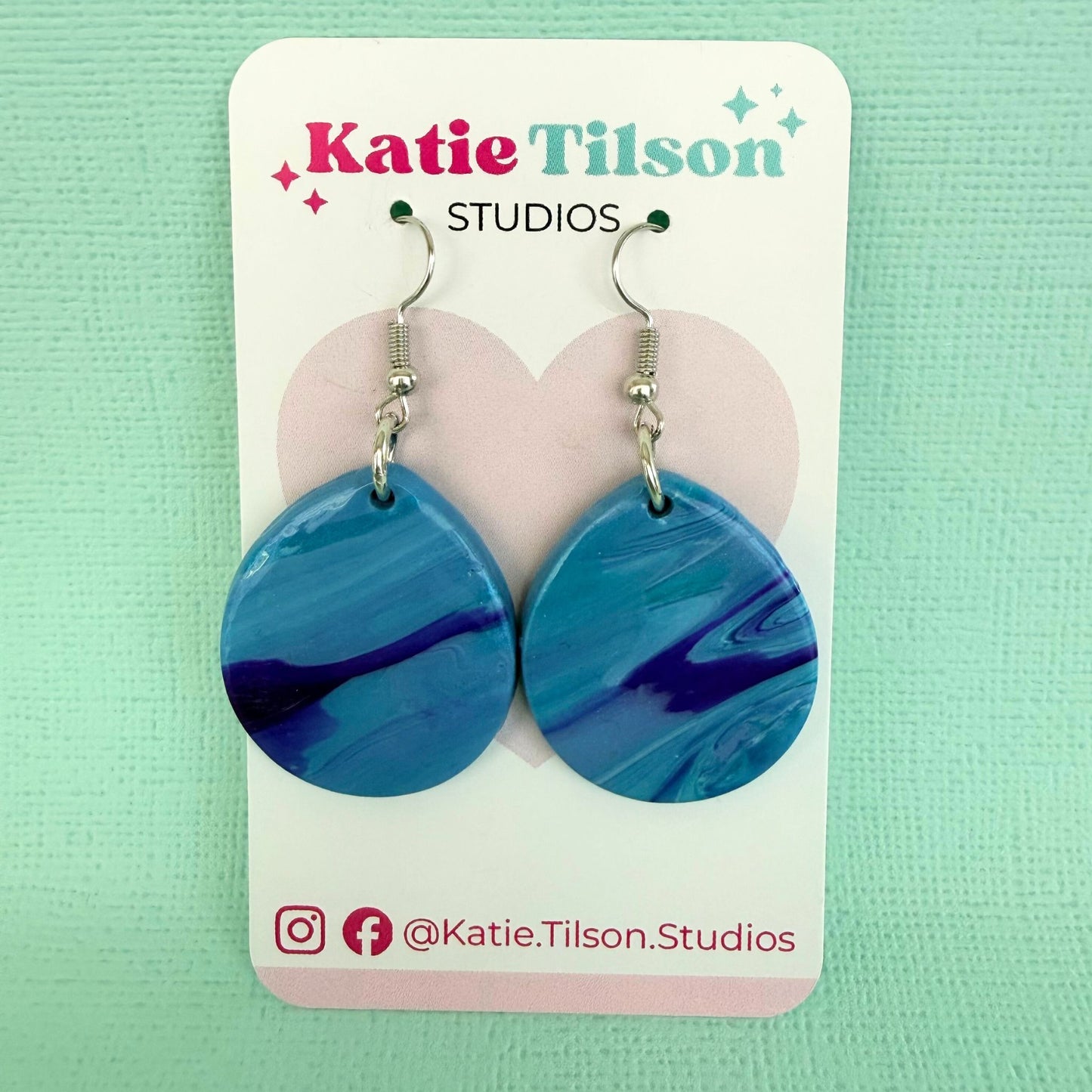 Handmade dangle earrings Pastel Tide in gift packaging