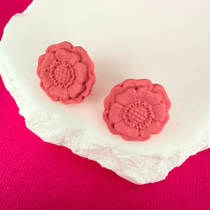 Australian handmade stud earrings Peach Blossom in playful polymer clay