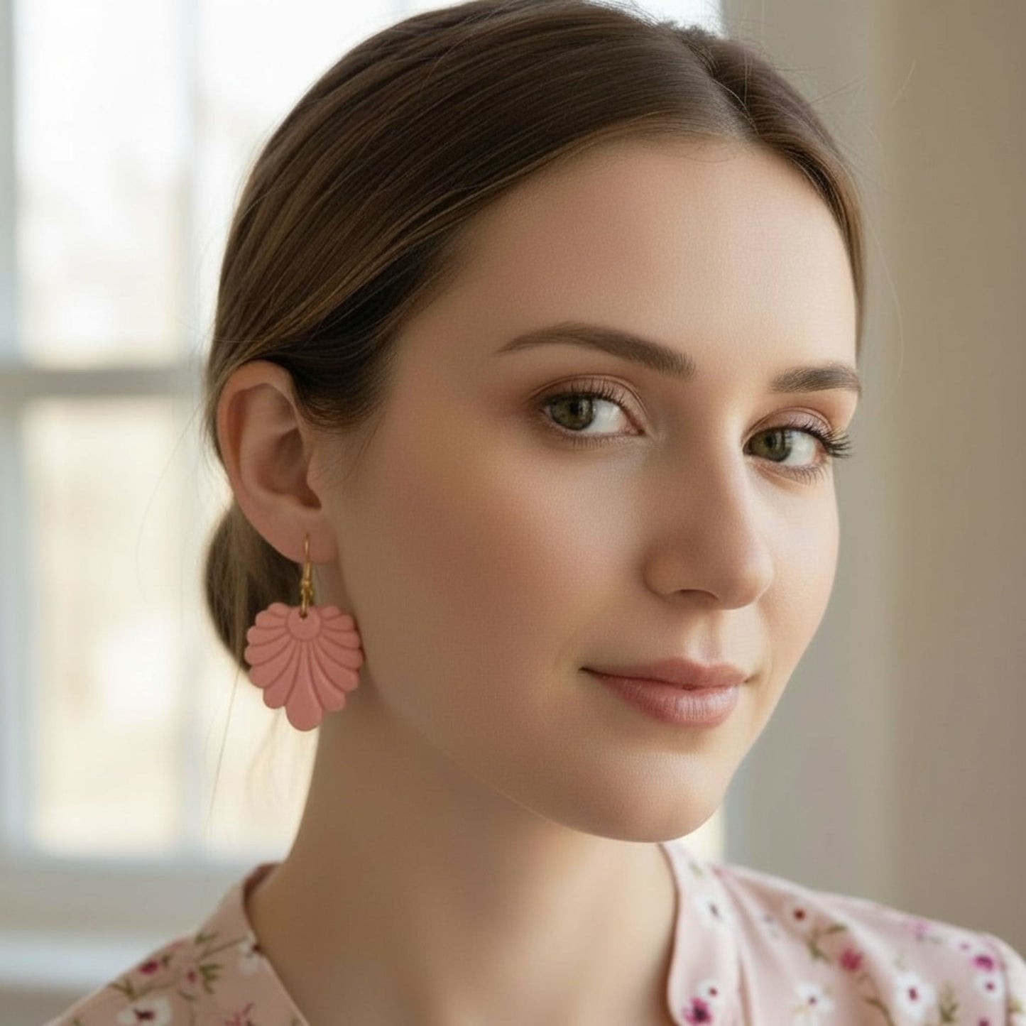 Australian handmade dangle earrings Pink Delight worn for whimsical charm