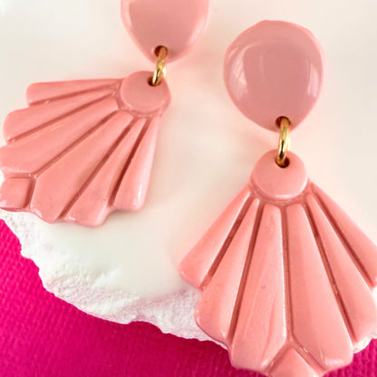 Close up of lightweight handmade drop earrings Pretty Fan
