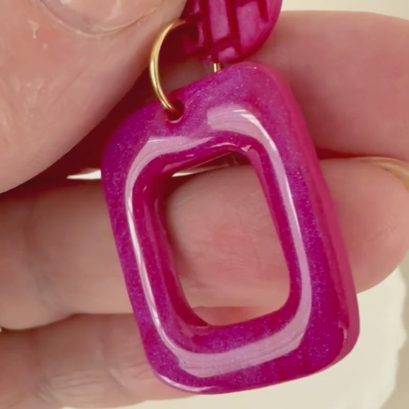 Video showing close up of Australian handmade drop earrings Mood Lift in four colours showing texture and movement.