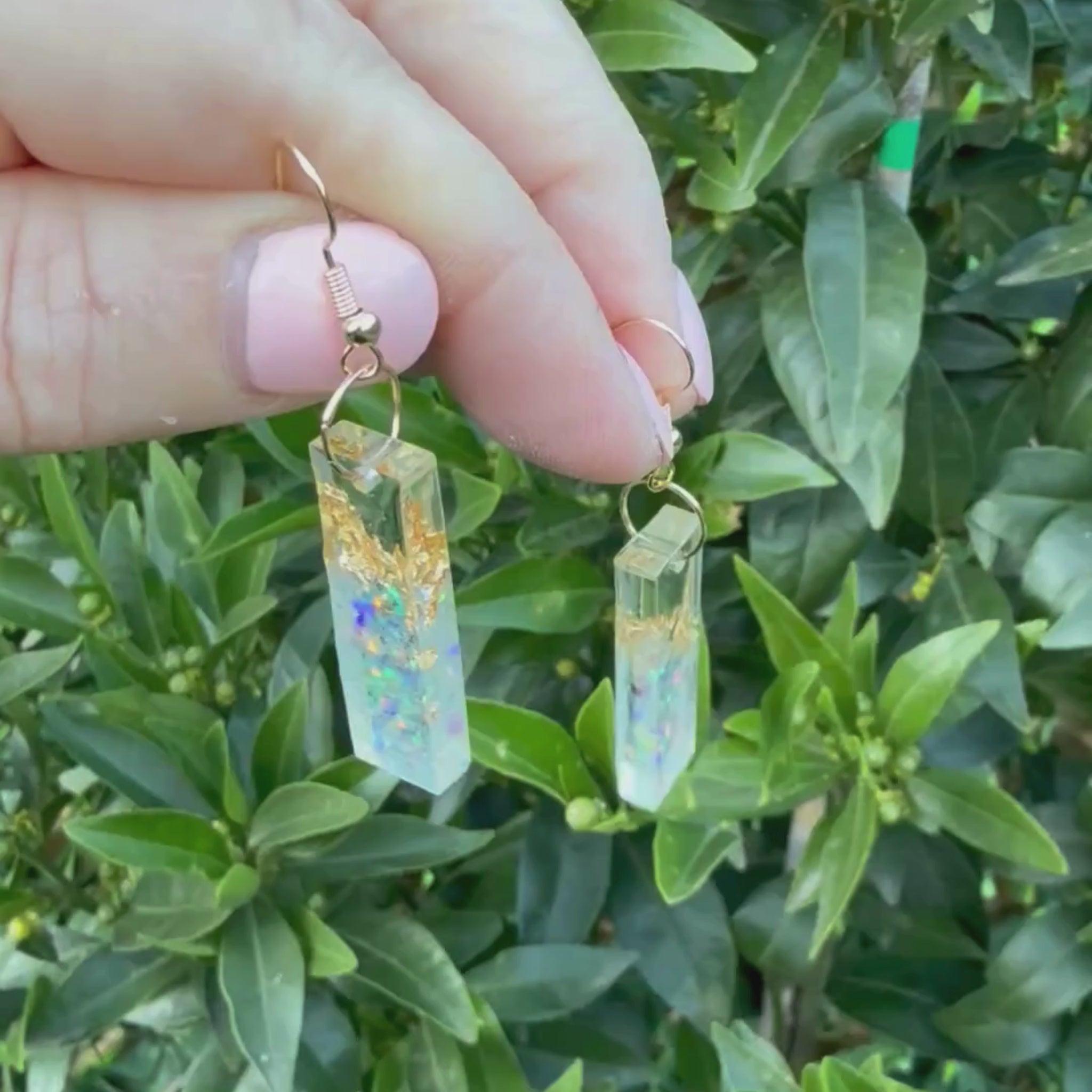 Video of Australian handmade dangle earrings Gilded Shore Bars showing playful movement