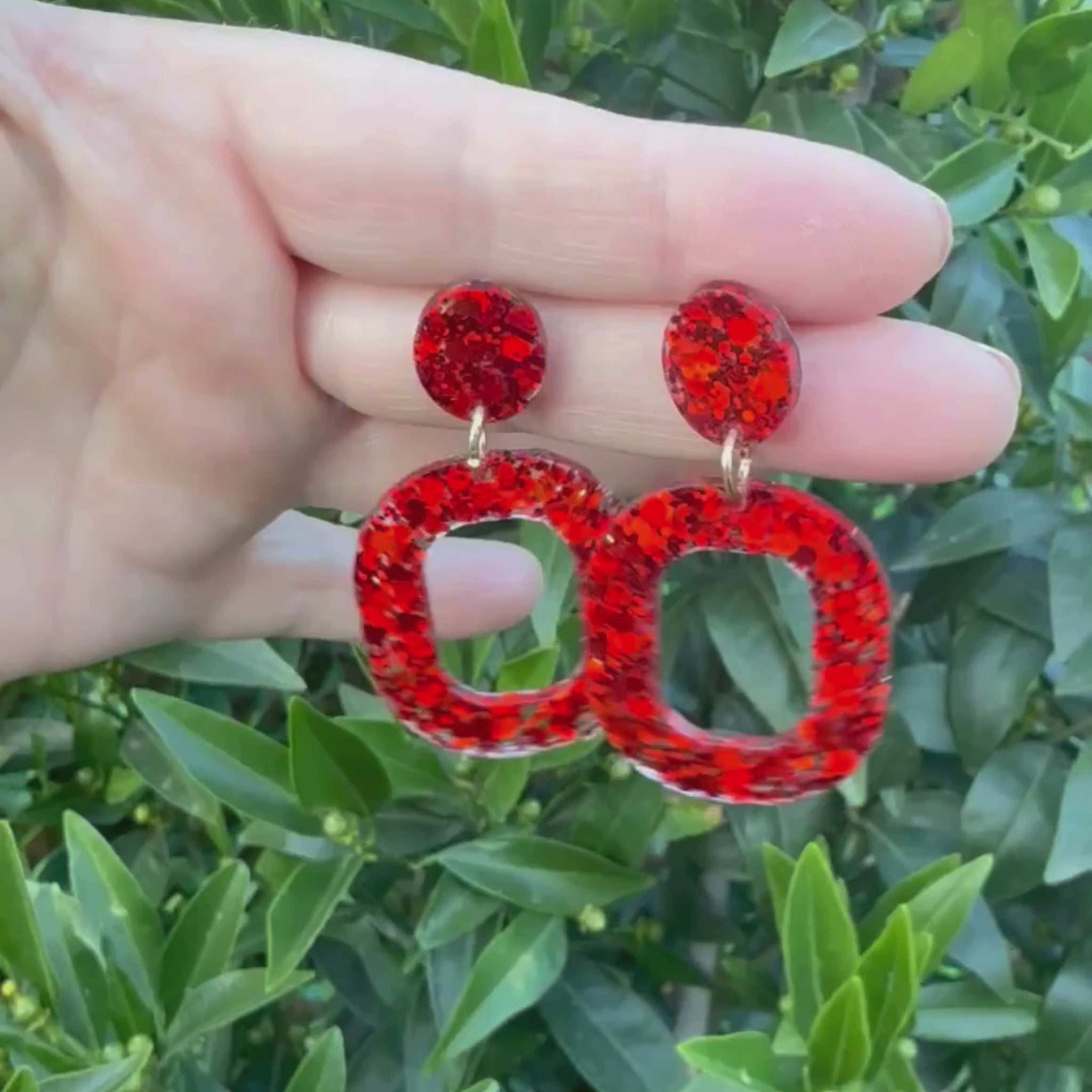Video of Australian handmade drop earrings Ruby Tuesday showing gentle movement