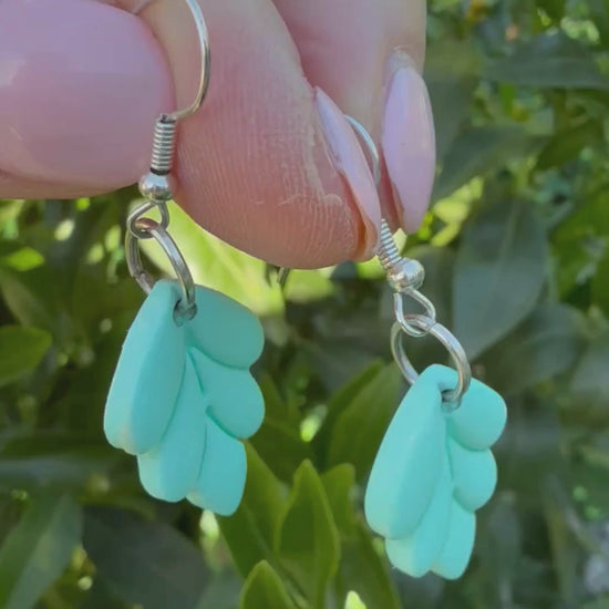 Video of Australian handmade dangle earrings Mint Leaf showing playful movement