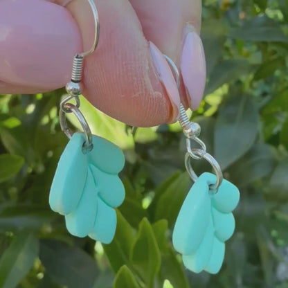 Video of Australian handmade dangle earrings Mint Leaf showing playful movement