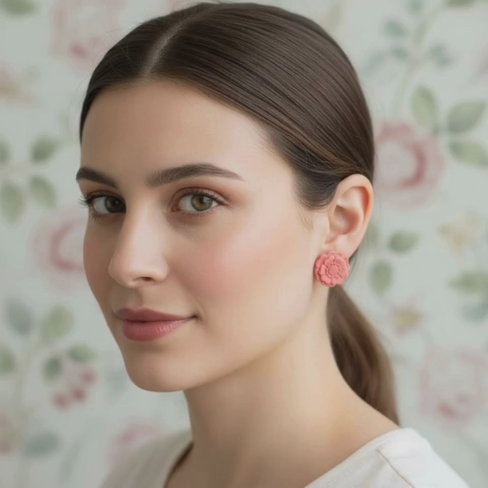 Video of Australian handmade stud earrings Peach Blossom showing movement