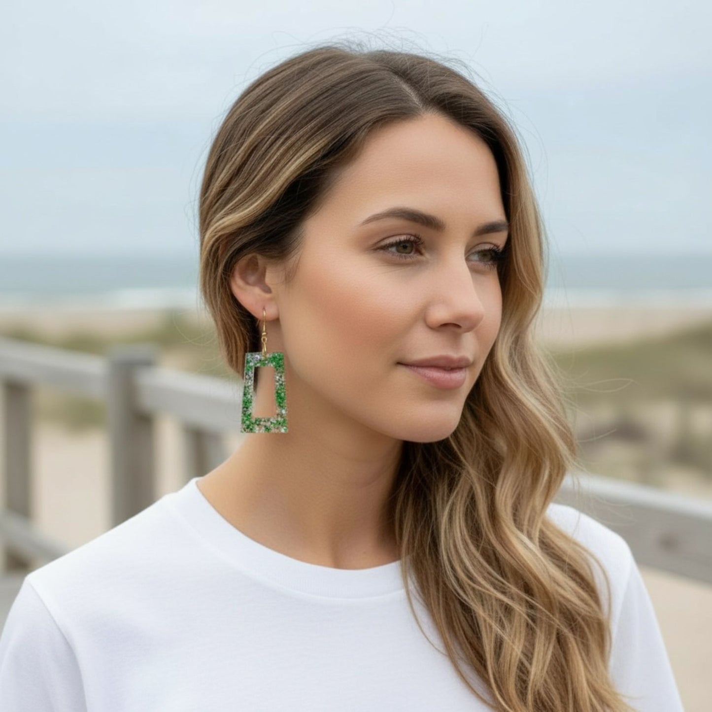 Australian handmade dangle earrings Sparkle Time worn for joyful everyday sparkle