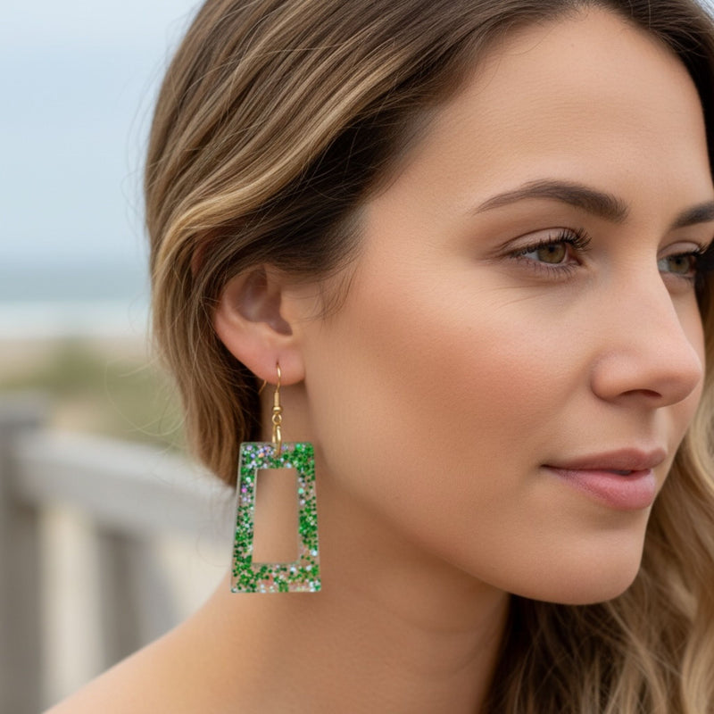 Australian handmade dangle earrings Sparkle Time worn for playful everyday sparkle