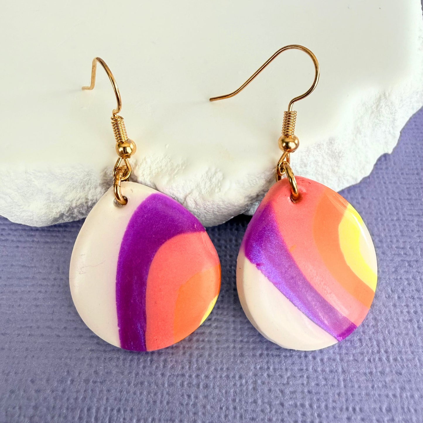 Australian handmade dangle earrings Summer Daze with playful polymer clay charms