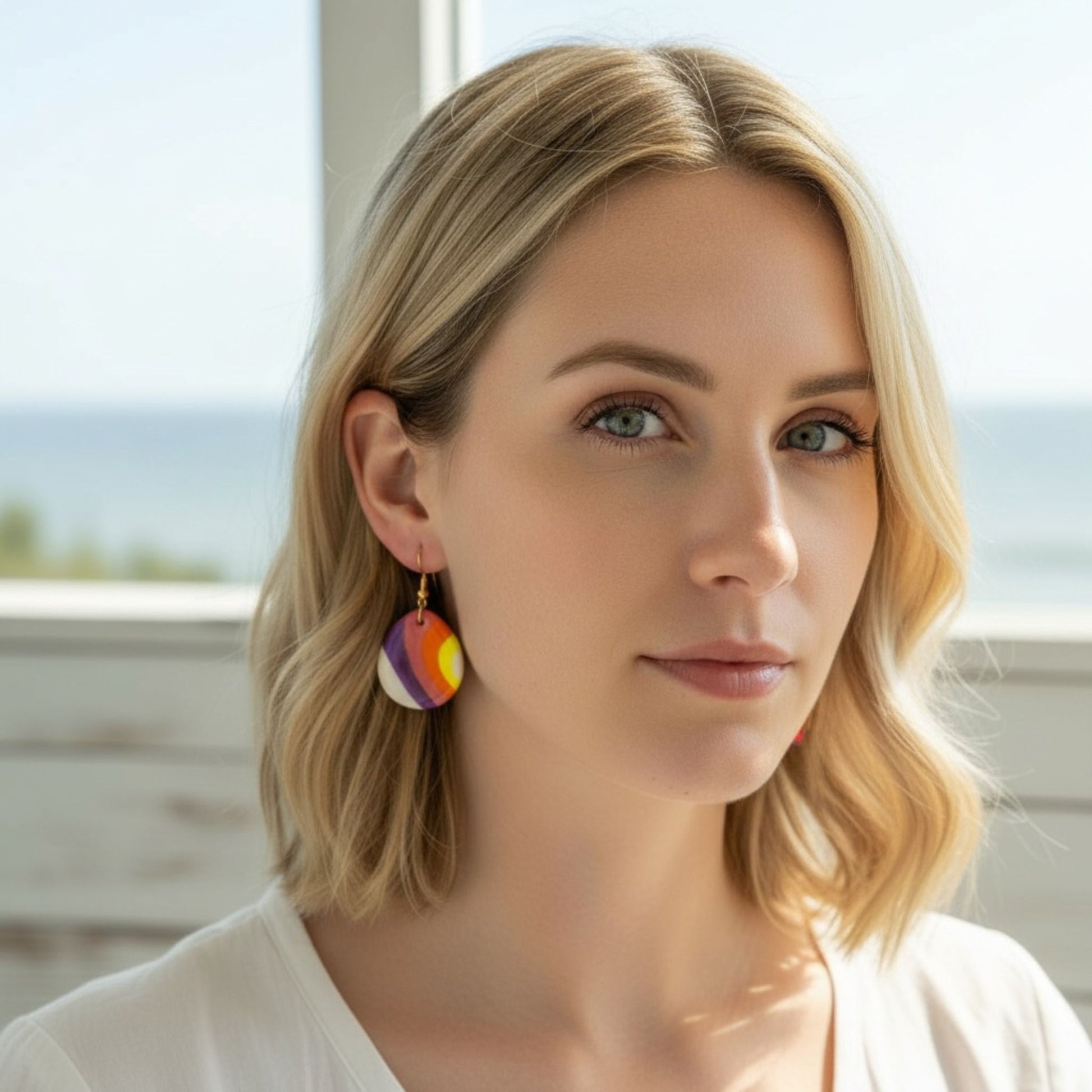 Australian handmade dangle earrings Summer Daze worn for playful everyday style