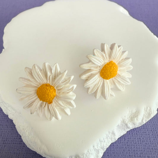 Australian handmade stud earrings Sunny Meadow Daisy Studs in playful polymer clay