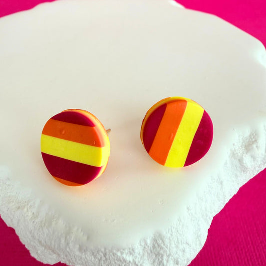 Australian handmade stud earrings Sunset Pop in playful polymer clay