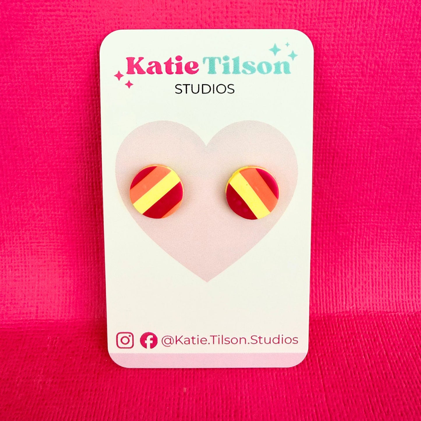 Handmade stud earrings Sunset Pop in gift packaging