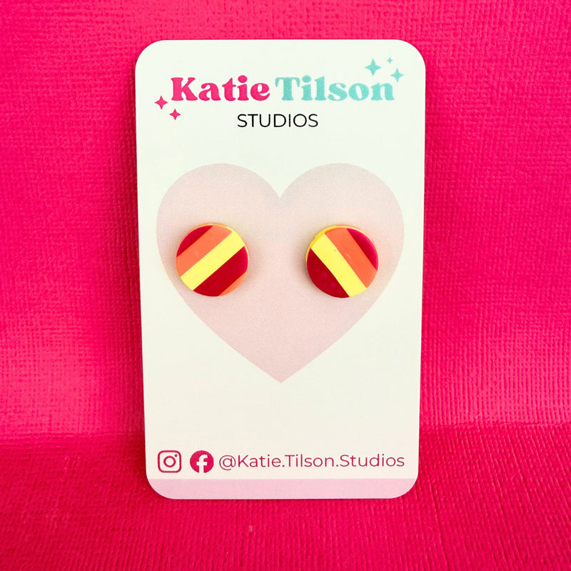 Handmade stud earrings Sunset Pop in gift packaging