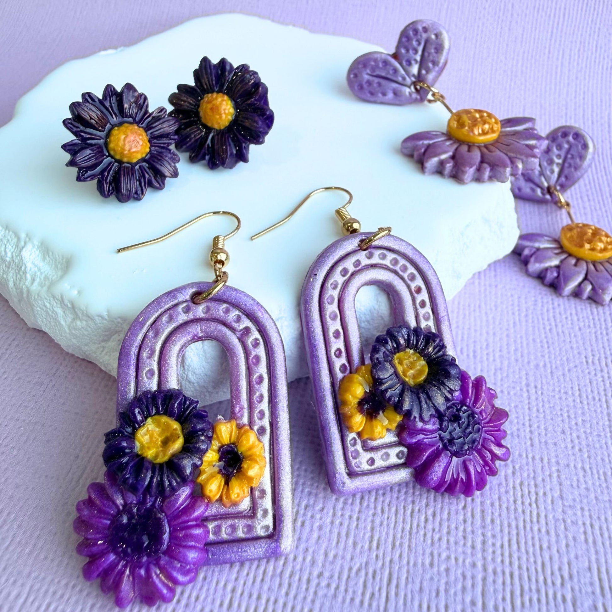 Australian handmade dangle earrings Sweet Arch styled with other Katie Tilson Studios earrings