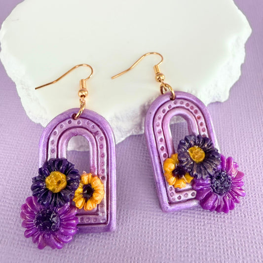 Australian handmade dangle earrings Sweet Arch with playful polymer clay charms