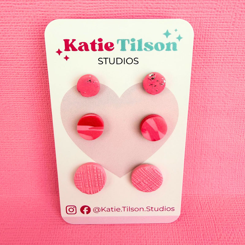 Handmade stud earrings Sweet Details Trio in gift packaging