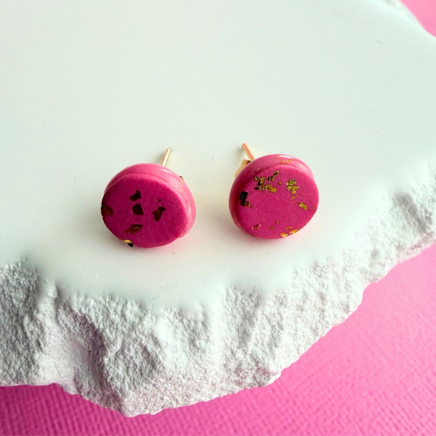 Individual stud from handmade polymer clay stud earring trio Sweet Details in gold