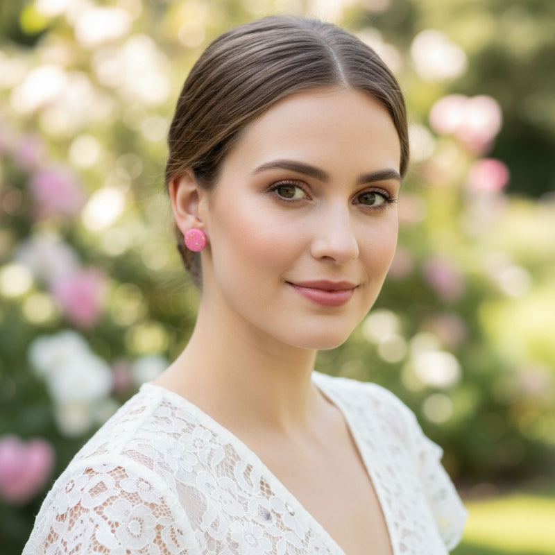 Australian handmade stud earrings Sweet Little Things Trio worn for joyful everyday style