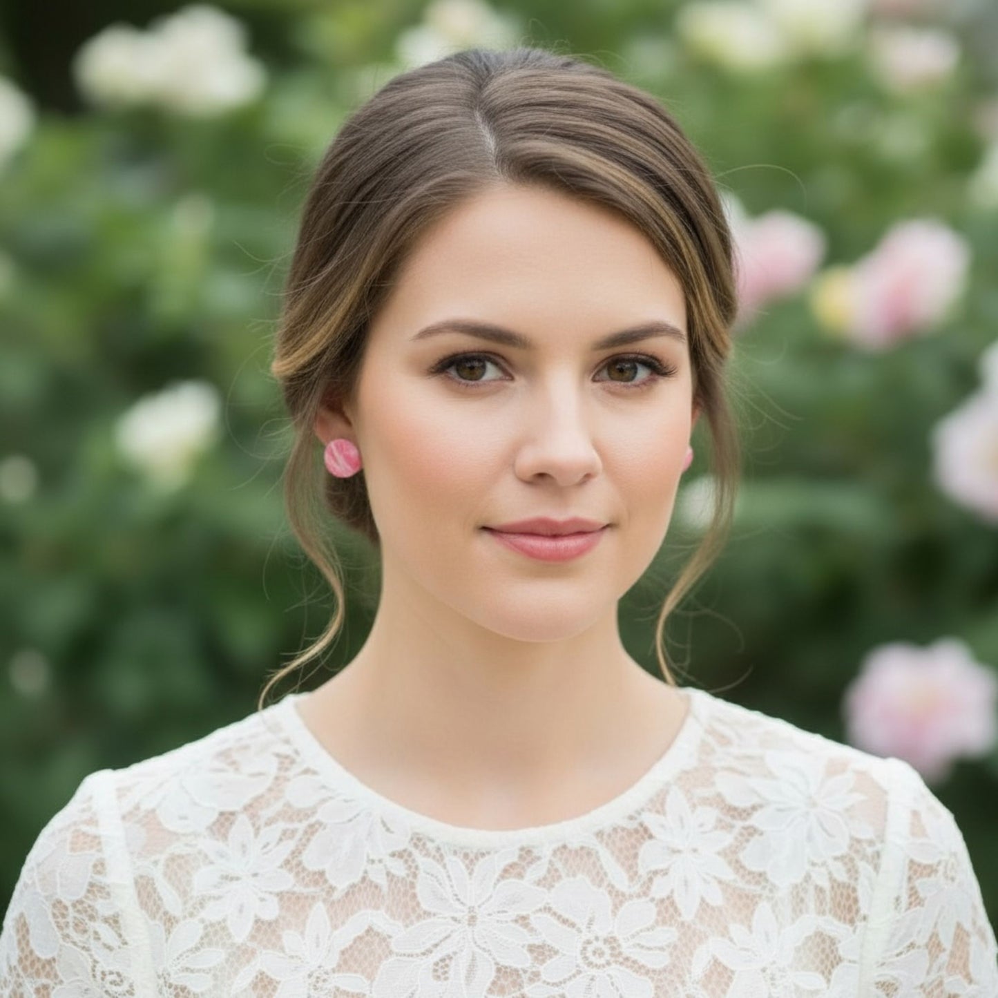 Australian handmade stud earrings Sweet Little Things Trio worn for whimsical everyday style