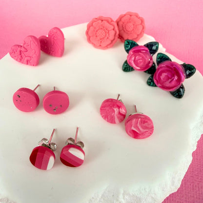 Australian handmade stud earrings Sweet Little Things Trio styled with other Katie Tilson Studios earrings