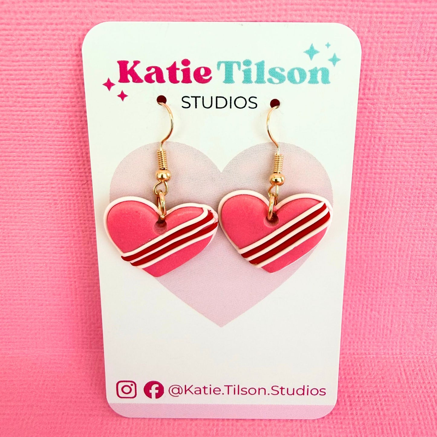 Handmade dangle earrings Sweet Treat Hearts in gift packaging