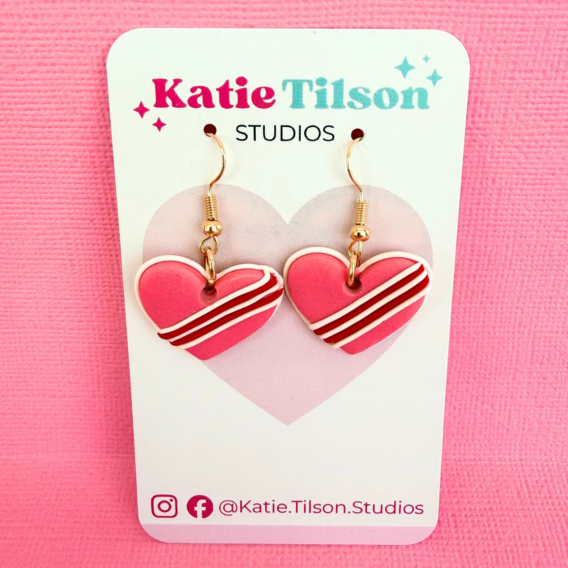 Handmade dangle earrings Sweet Treat Hearts in gift packaging