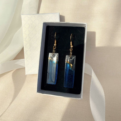 Australian handmade dangle earrings Tidal Bar presented in gift box with ribbon