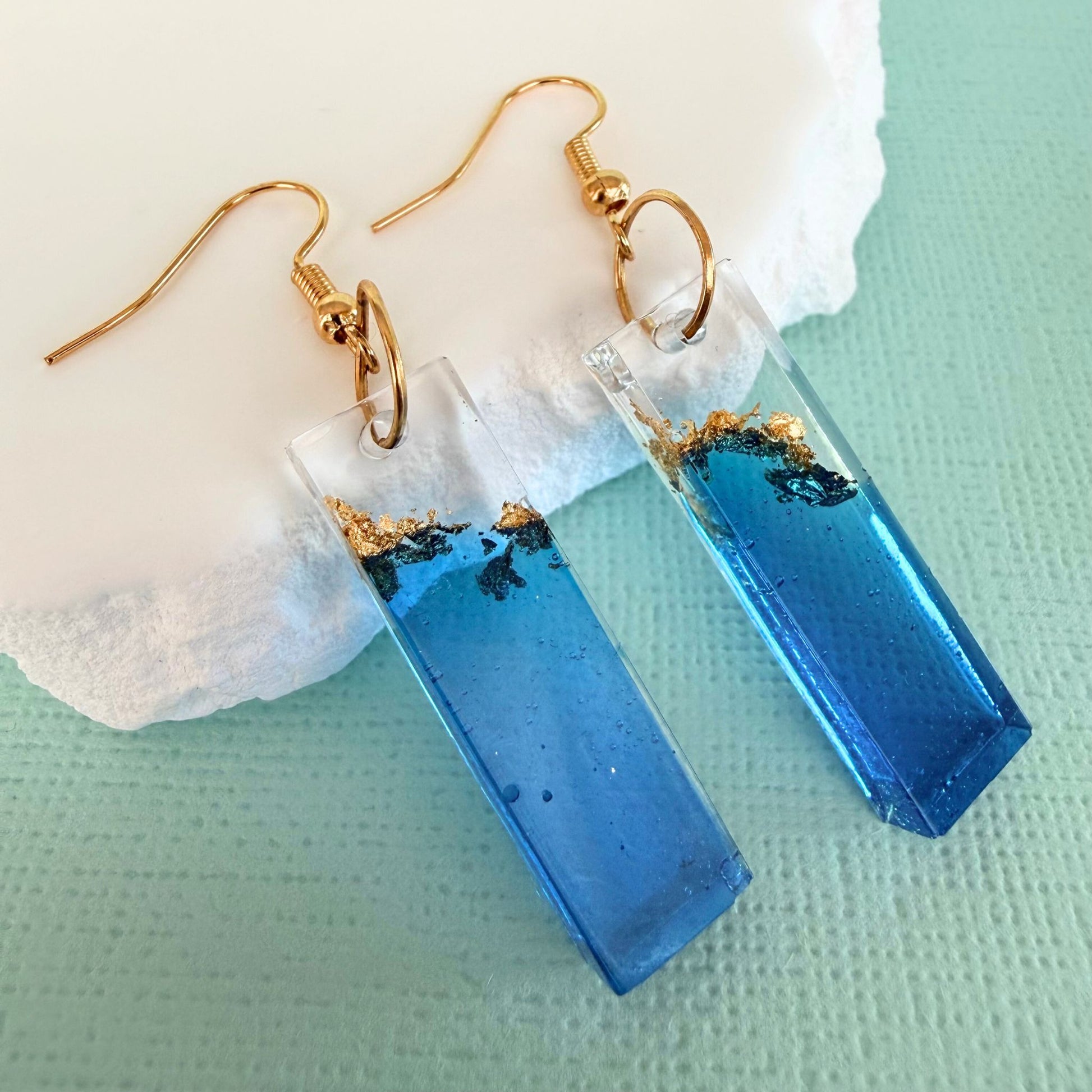 Australian handmade dangle earrings Tidal Bar Sparkle with playful resin charms