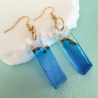 Australian handmade dangle earrings Tidal Bar Sparkle with playful resin charms
