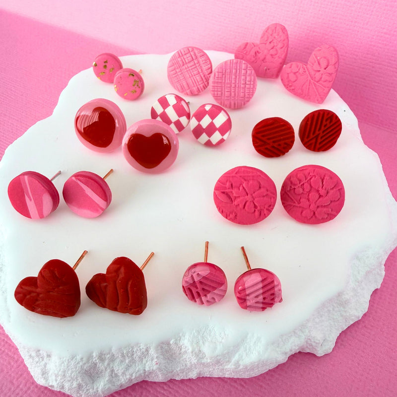 Australian handmade stud earrings True Love Trio styled with other Katie Tilson Studios earrings