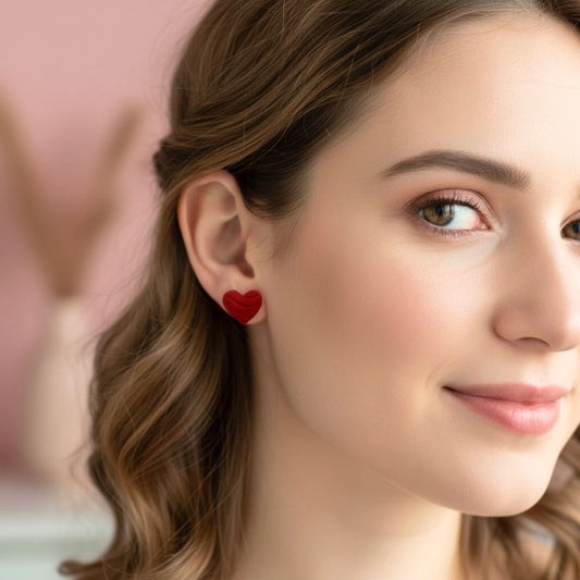 Australian handmade stud earrings True Love Trio worn for playful everyday style