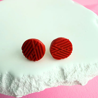 Individual studs from handmade polymer clay stud earring trio True Love