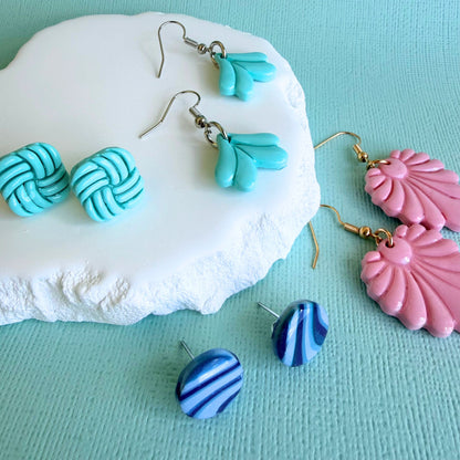 Australian handmade stud earrings Wavelength styled with other Katie Tilson Studios earrings